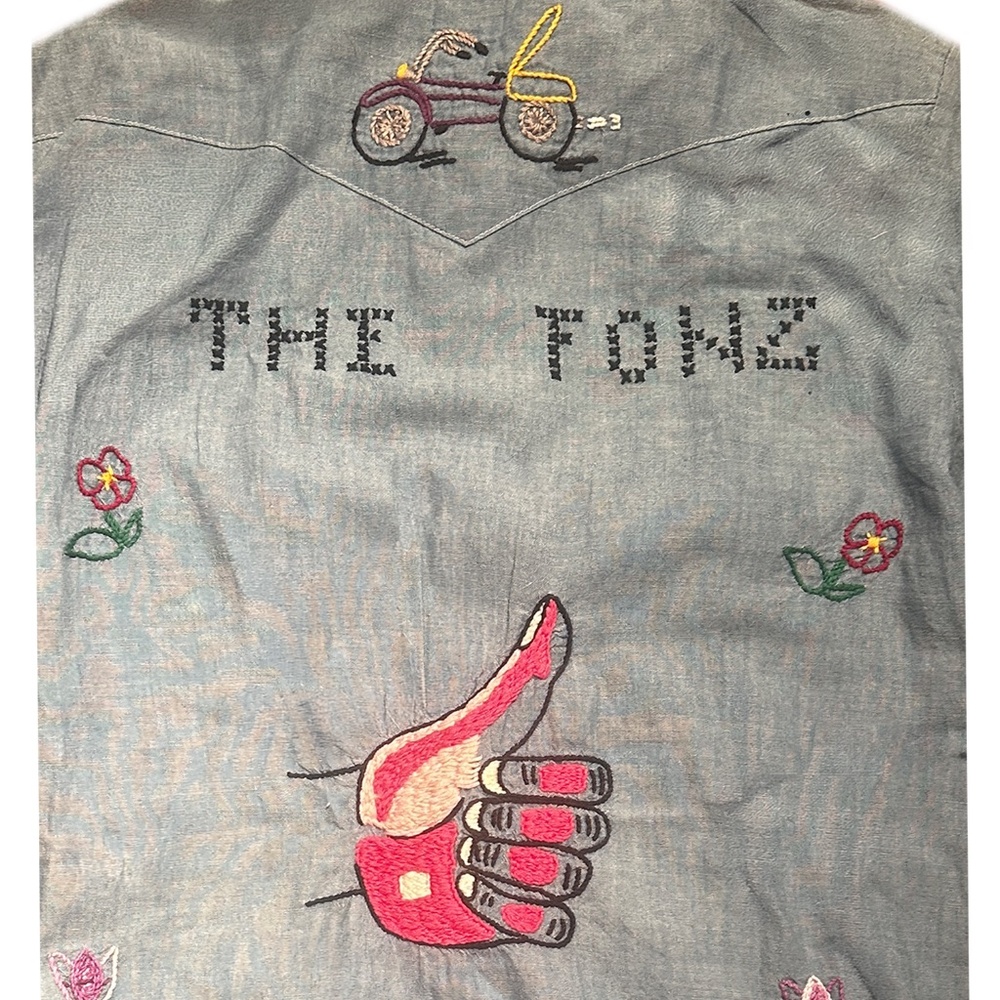 Lee Hand Embroidered Vintage Western Chambray Shirt